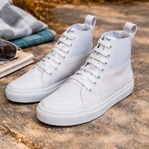 Thakoon White Canvas Pull-On High-Top Sneakers NIB Size 6 & Size 8 EU 36 38